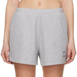 Alo Muse Ribbed Shorts In Athletic Heather Grey